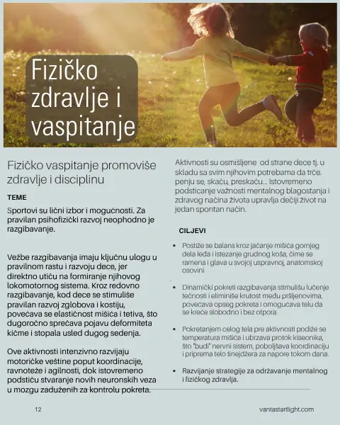Deca se drže za ruke i trče po osunčanoj livadi; ističemo koliko je važno kretanje i fizička aktivnost za decu za decu